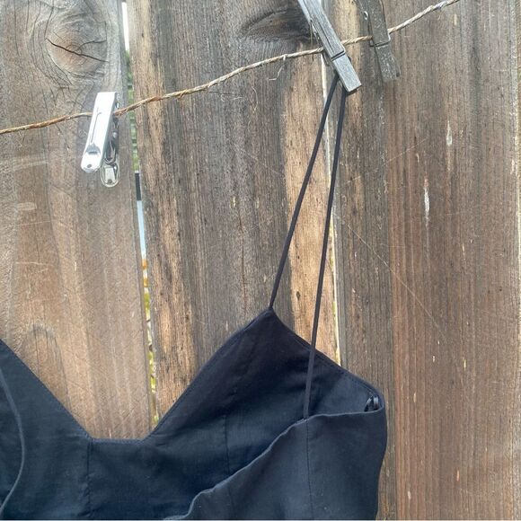 ZARA PLEATED POPLIN Black Spaghetti Strap Top size XS - Picture 8 of 11